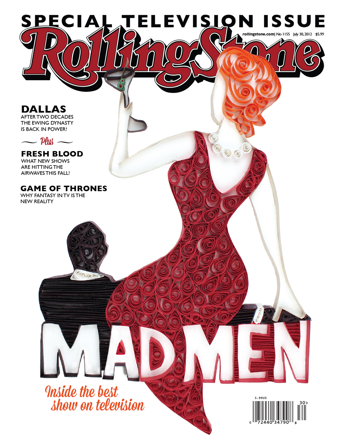quilling  mad men rolling stone  Illustration  cut paper