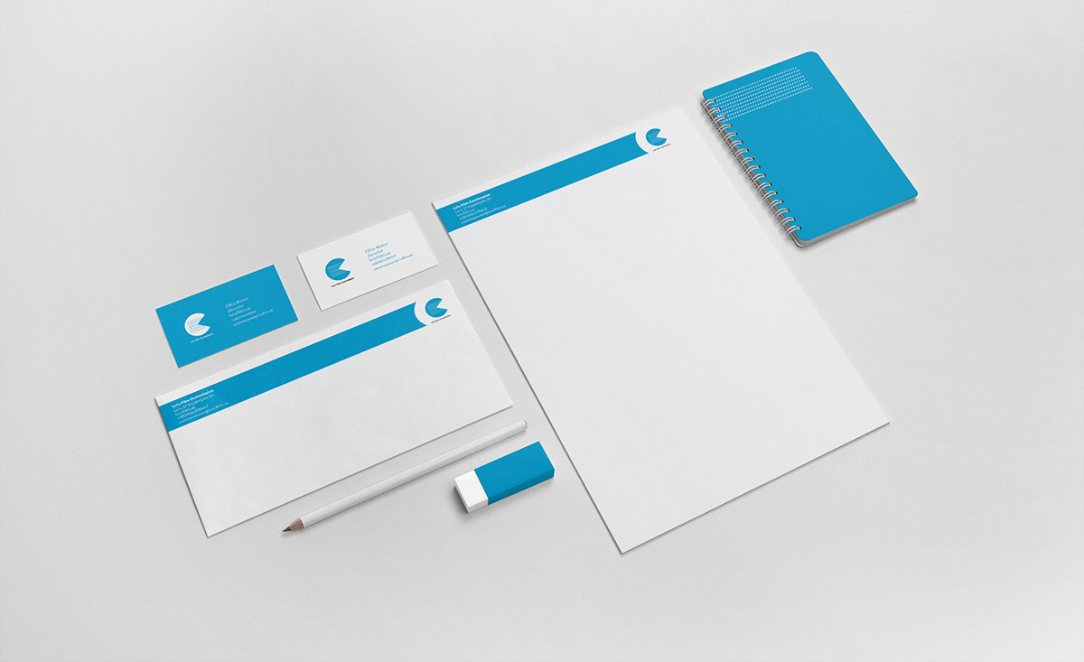 bisinesse card logo blue dots Cinema brand design identity letterhead minimal
