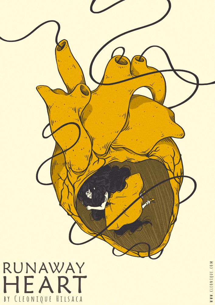 poster runaway heart comic art heart girl digital Love