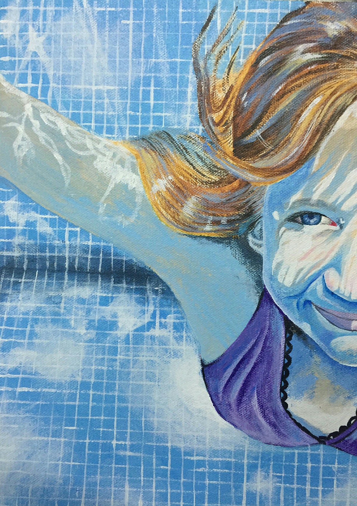 swimming girl acrylic paint canvas sasmazoom mazoom colorful