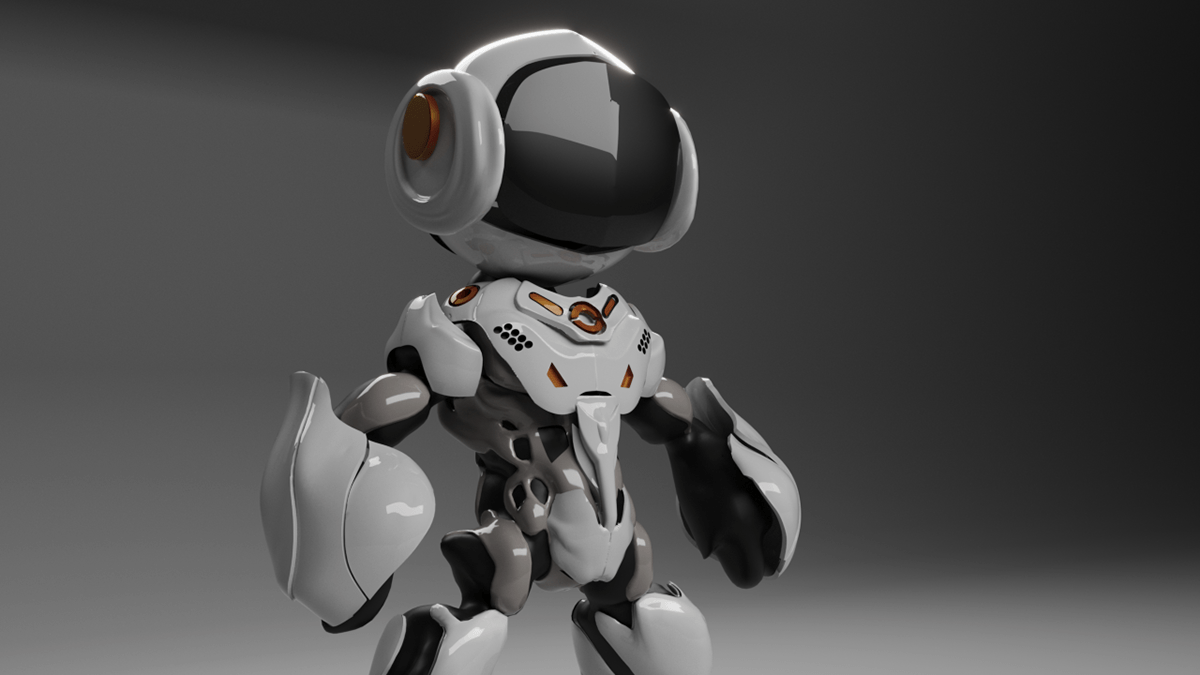 cartoon artwork Character design  3D Render modern robot Cyborg Cyberpunk sci-fi