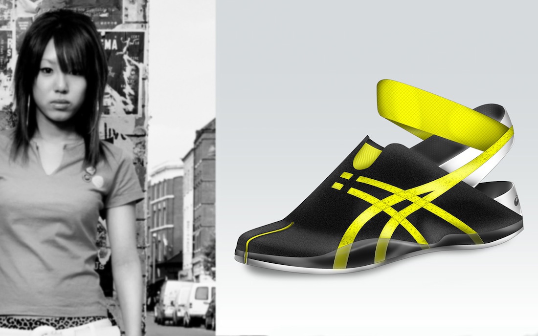 shoes Asics sneakers design product design  Competition industrial design  yellow japan