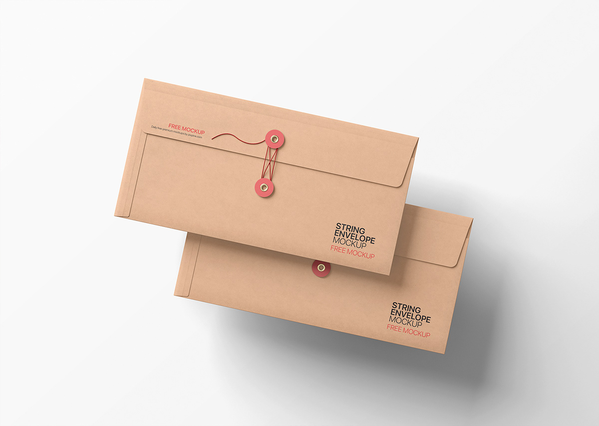 branding  design DL size envelope free mockup  invite print psd template Stationery string envelope
