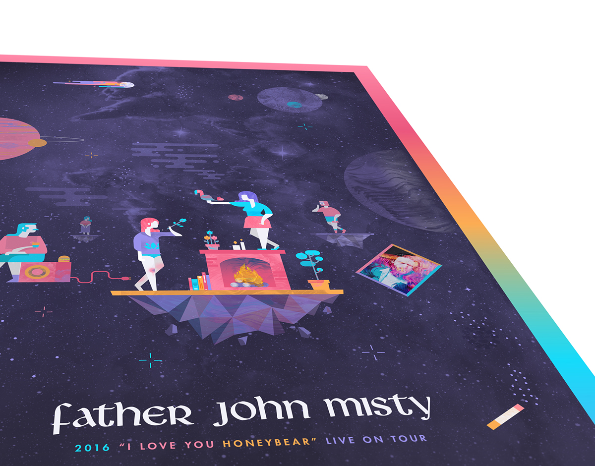 father john misty music band poster vector ILLUSTRATION  design graphic design  Space  rainbow honeybear