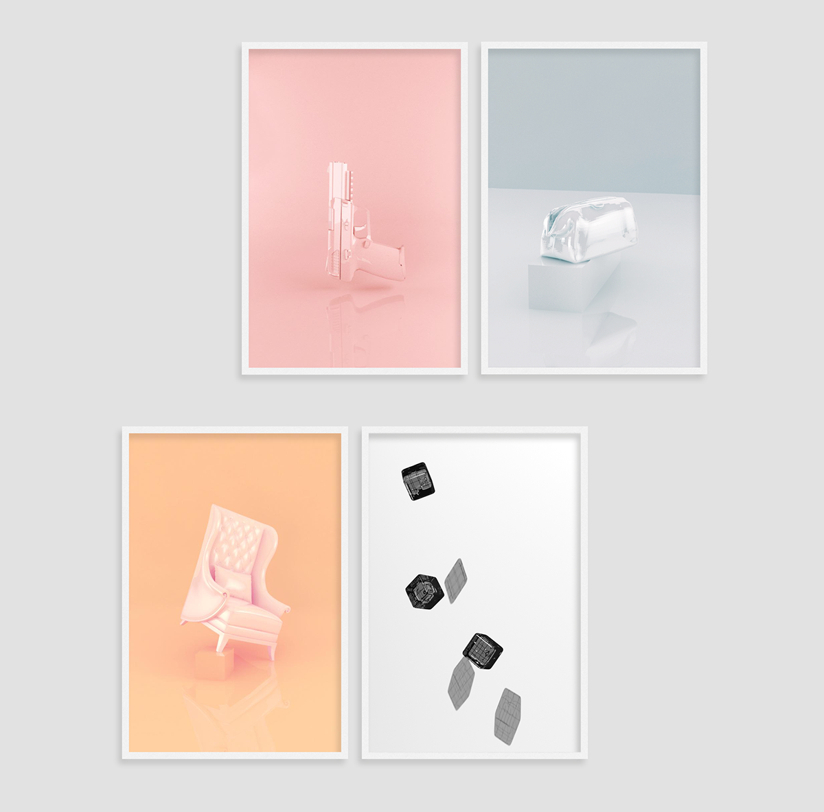 #3D #3d studio max #composition #pink #gun #armchair #Fashion #still life #icon #3ds max  #3D Design