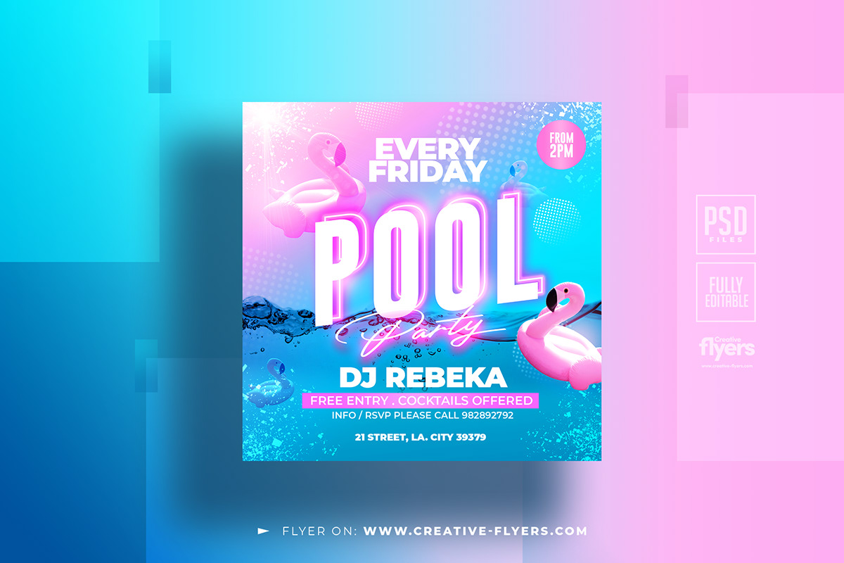 Pool party flyer template