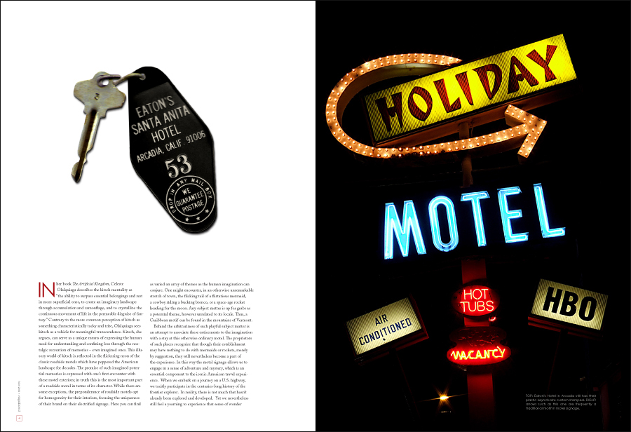kitsch motels vintage Retro motel signage roadside motels magazine layout critical essays