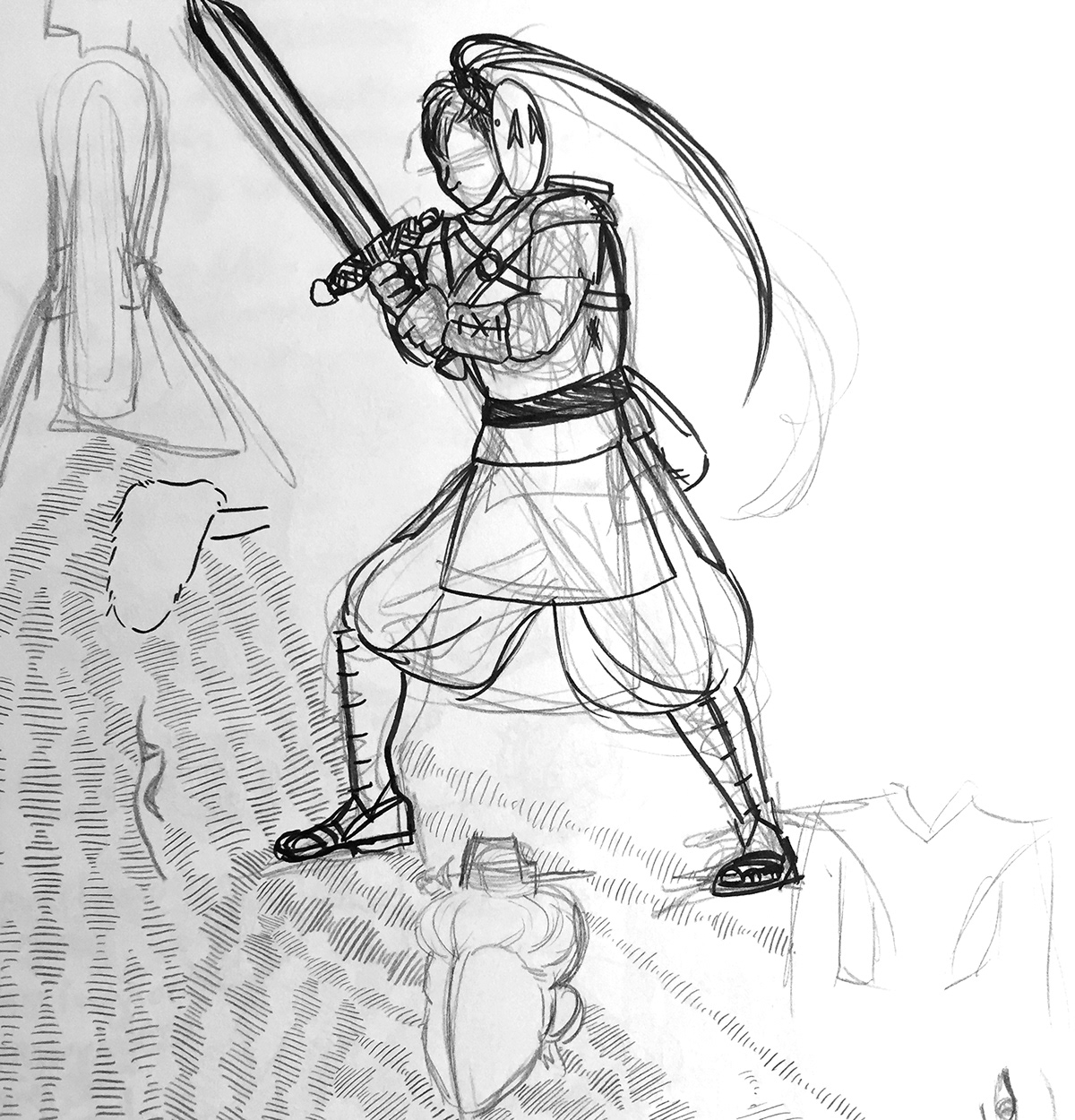 Adobe Portfolio berserker shaman sorceress lineart tracker swordsman sketches Completed characters clean