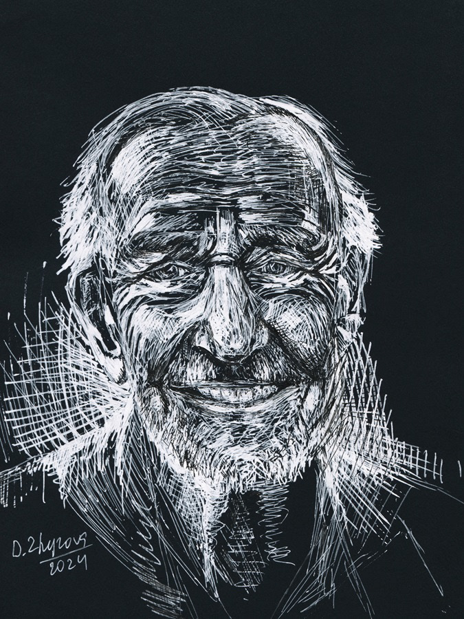 line art sketch artwork Drawing  ILLUSTRATION  TRADITIONAL ART old man Old men black and white portrait