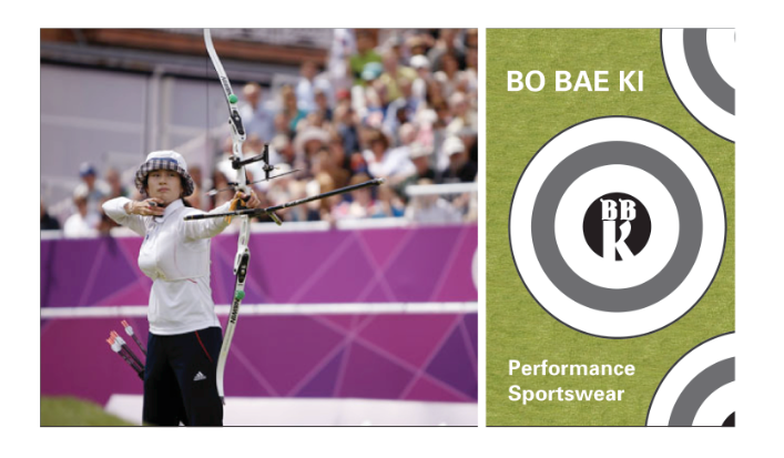 brand  performance sportswear bo bae ki ki bo bae olympic winner archery gold target bbk London logo