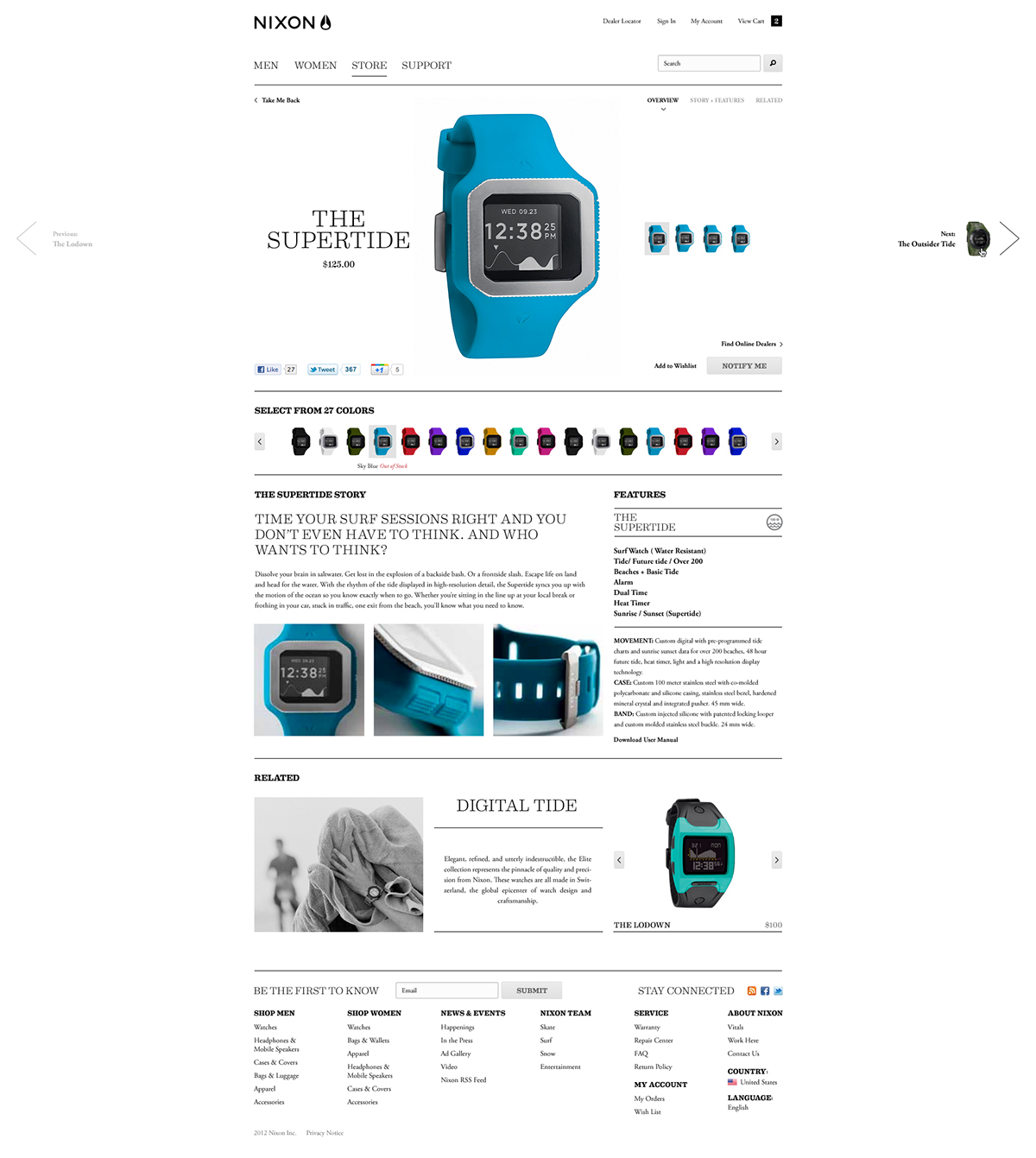Nixon  website  UI  user interface White  clean  watch   watches  Lifestyle  brand  marketing  Css  simple