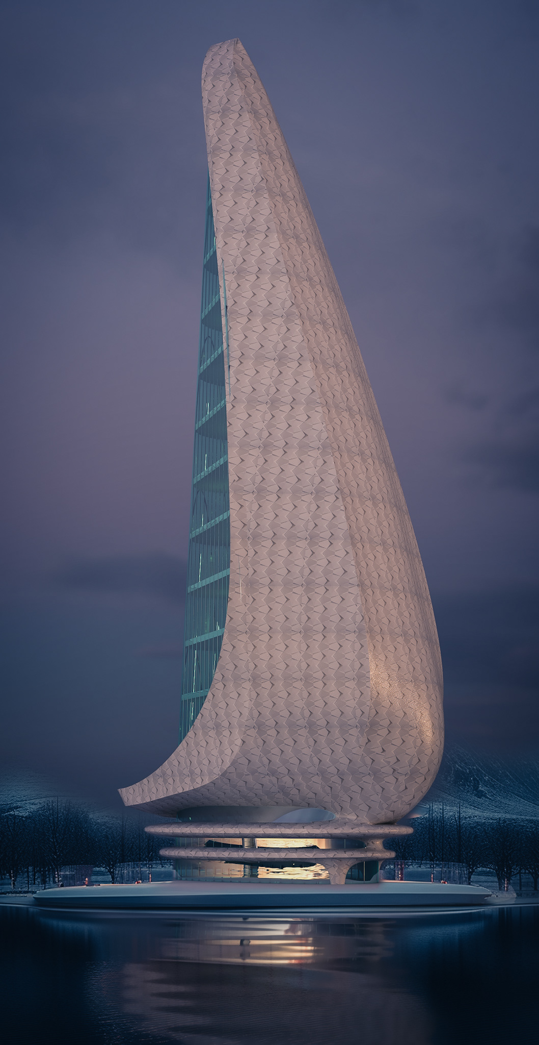 skyscraper tower architecture visualization Render 3D exterior SKY