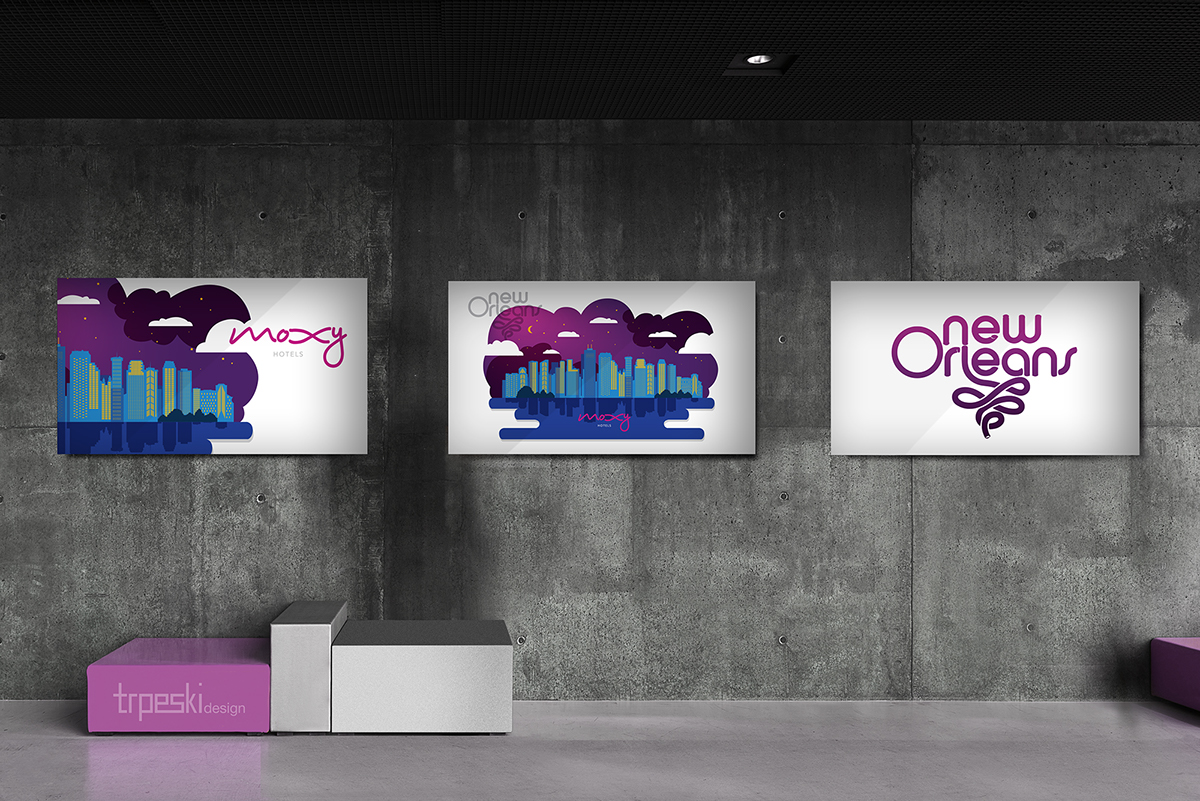 moxy hotels Hotel Branding graphics skyscrapers city graphics new orleans