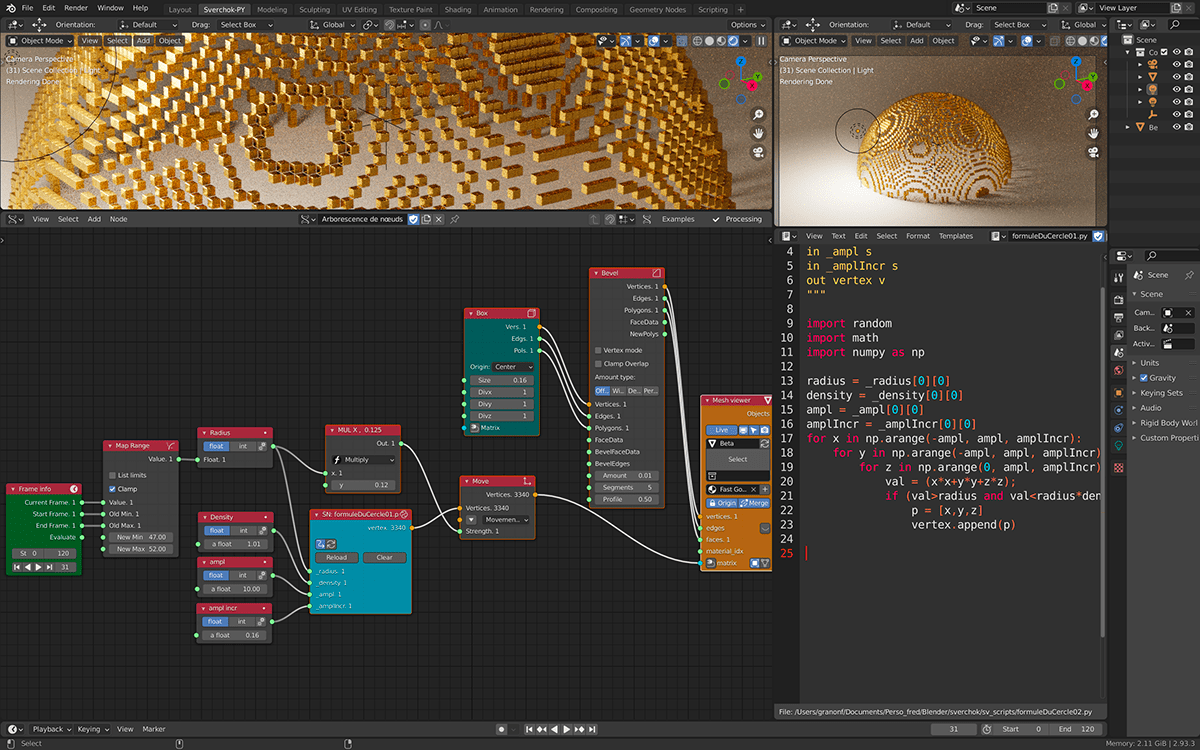 3D blender creative coding generative geometric graphic mathematics motion graphics  python Sverchok