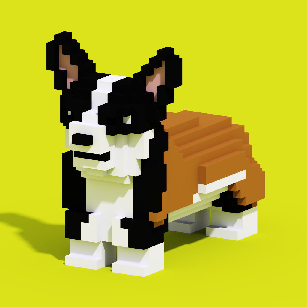 Corgi dog cachorro 3D Magicavoxel voxel nft nftart artist