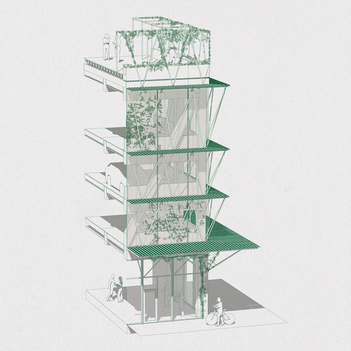 Axonometric drawing of building 