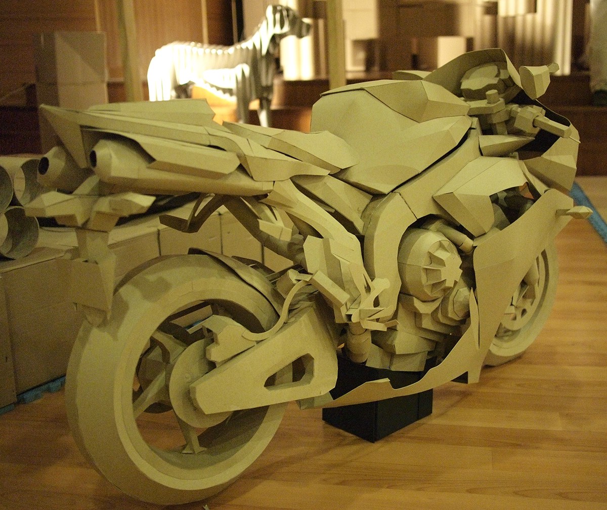 cardboard motorcycle model craft  art
