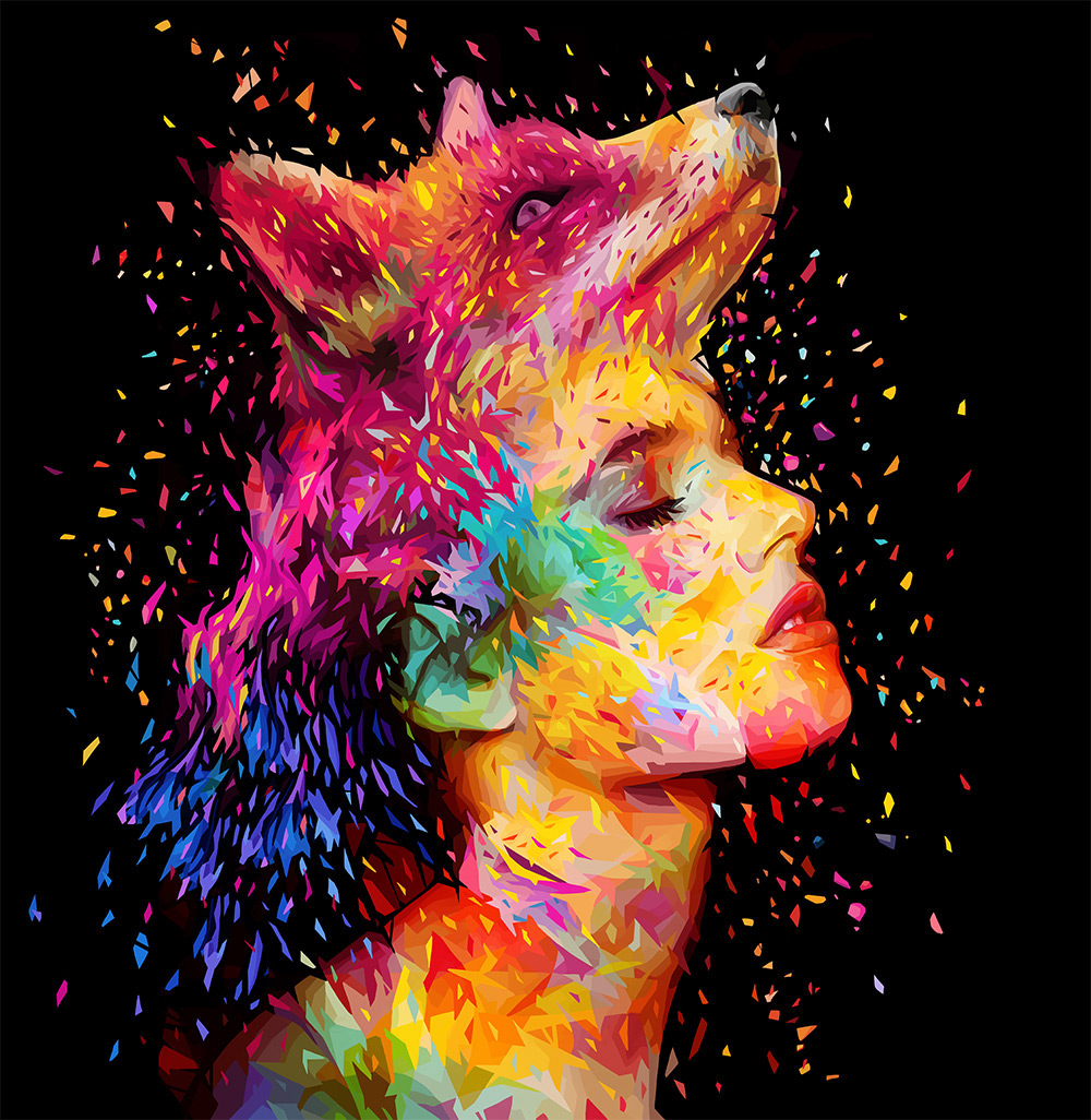 portrait tenenbaum confetti woman abstract yolandi visser cara poster photoshop FOX CARA DELEVINGNE abstract colors editorial