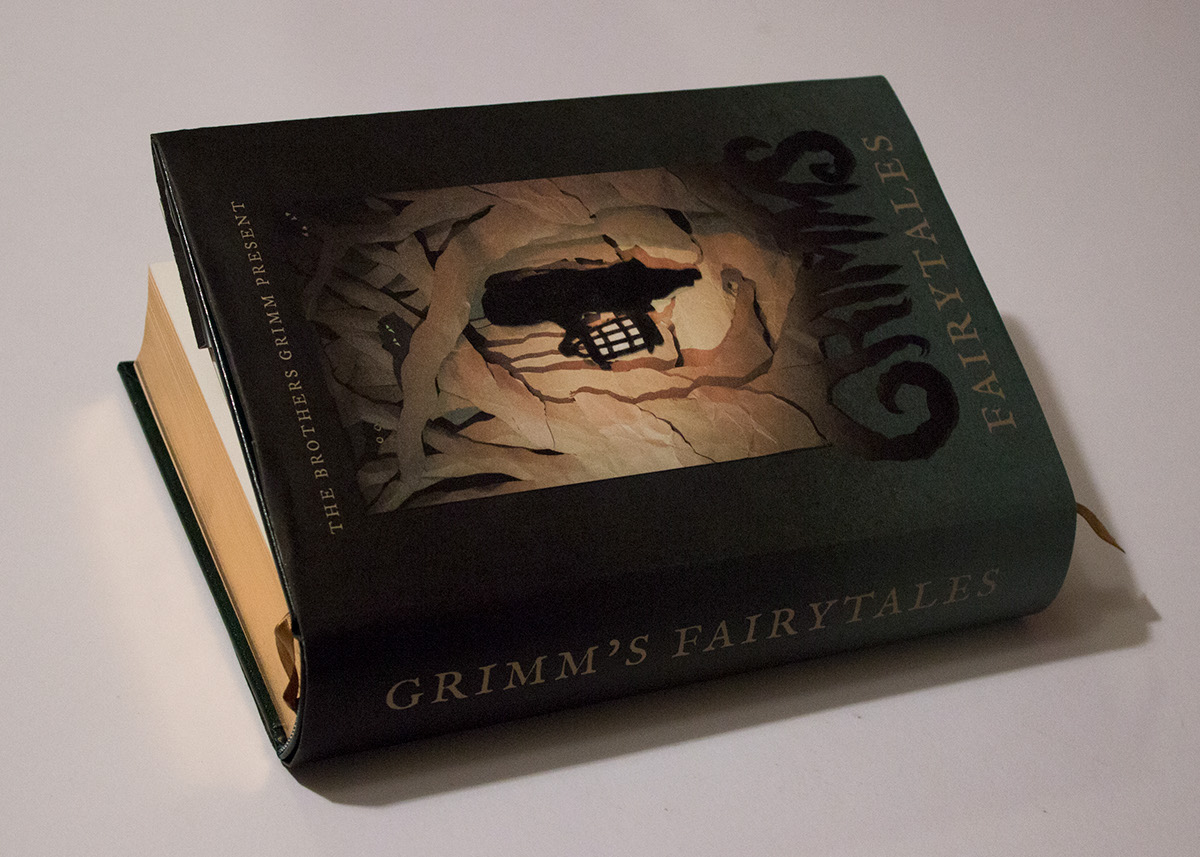 book cover book jacket grimms Grimms fairytales cut paper