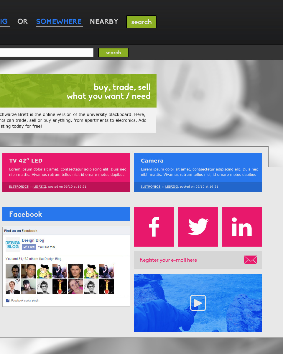 redesign Layout black board school University online Ecommerce post green pink blue black gray