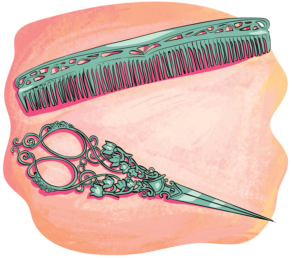 A comb and scissors, symbolizing the tools that help me groom and shape my everyday appearance.