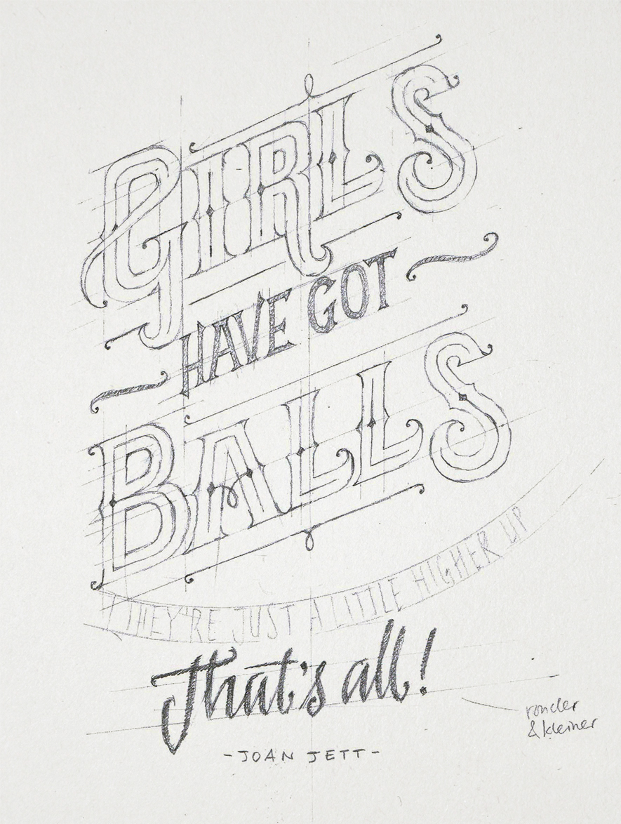 quote Joan Jett type handdrawn lettering poster vintage Rock And Roll girls festival sketch design crowdfunding humor