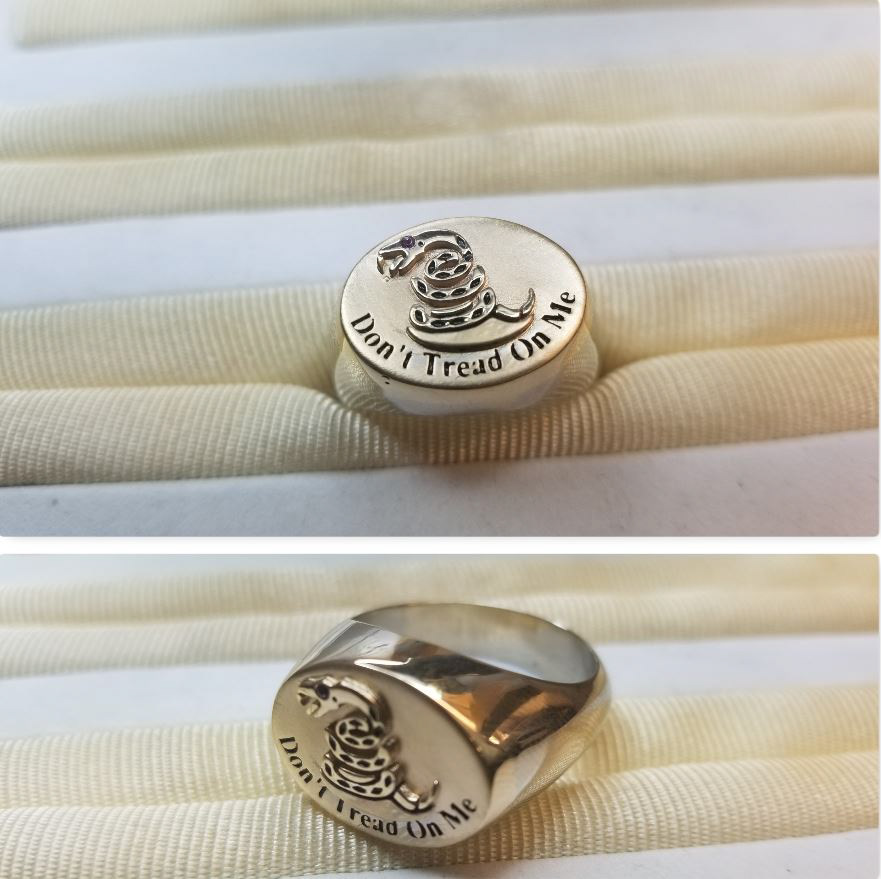 CAD Design dont tread on me gold jewelry Jewelrydesign political signet ring snake