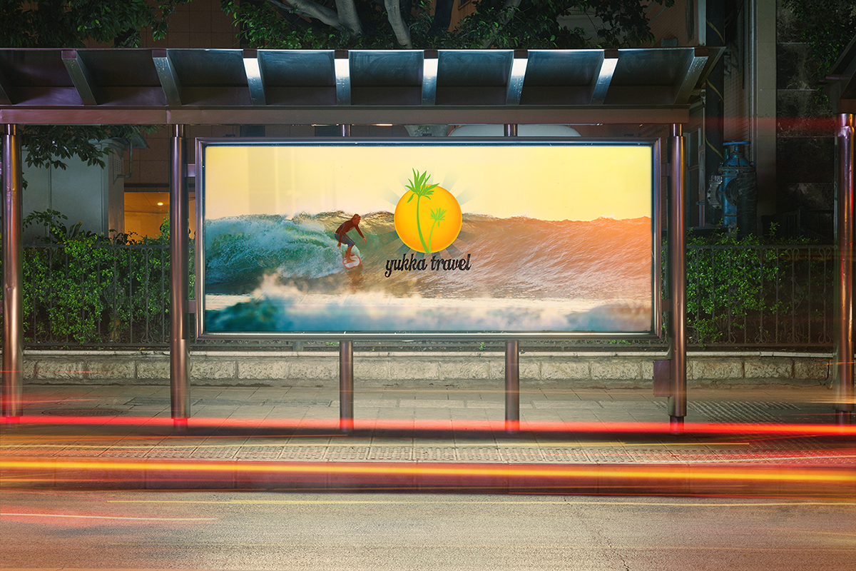 yukka travel logo mark redesign graphics Travel journey vacation search tour tour Ocean surfing Logotype identity brand