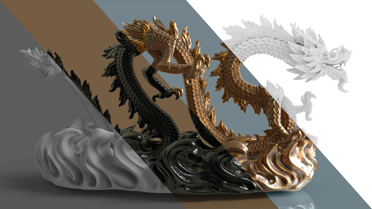 chinese dragon Zbrush sculpture digital3d keyshot Render