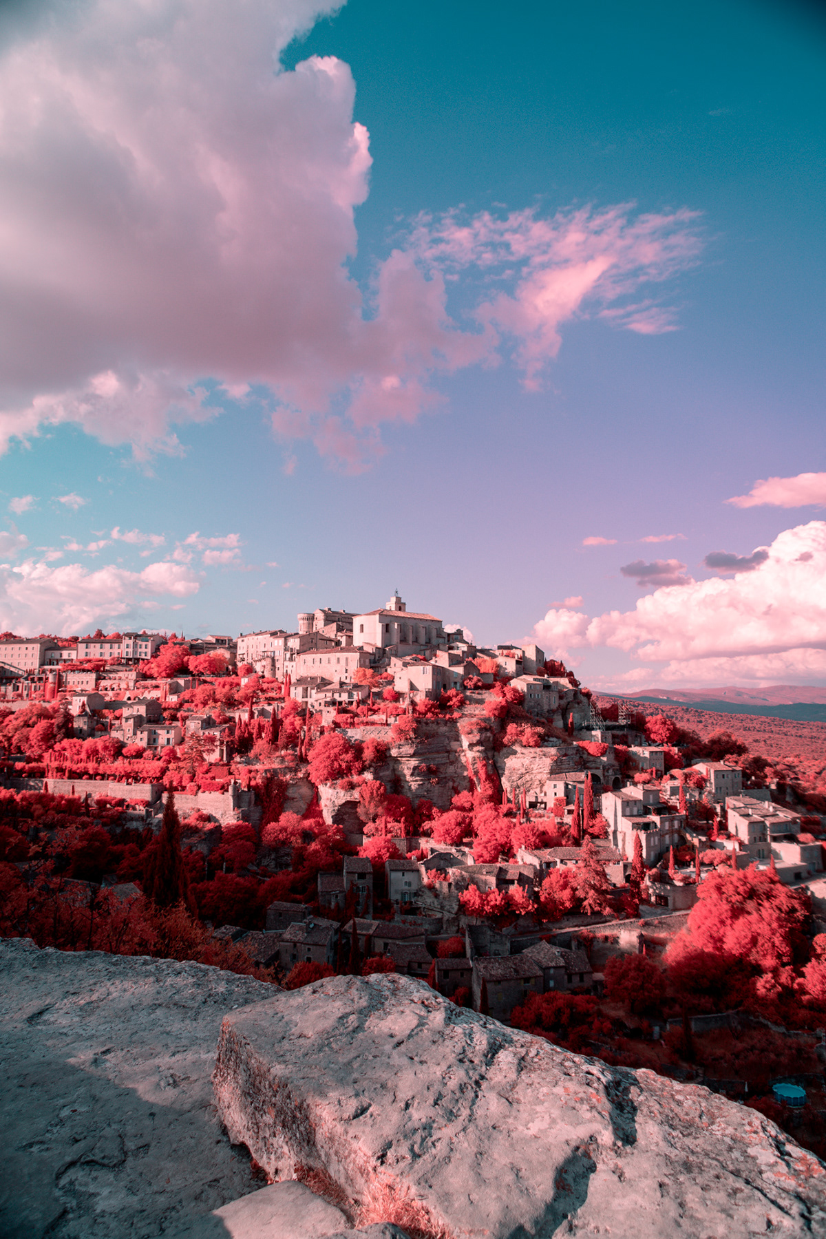 Aerial Digital Art  drone france infrared Landscape Nature Photography  red surreal