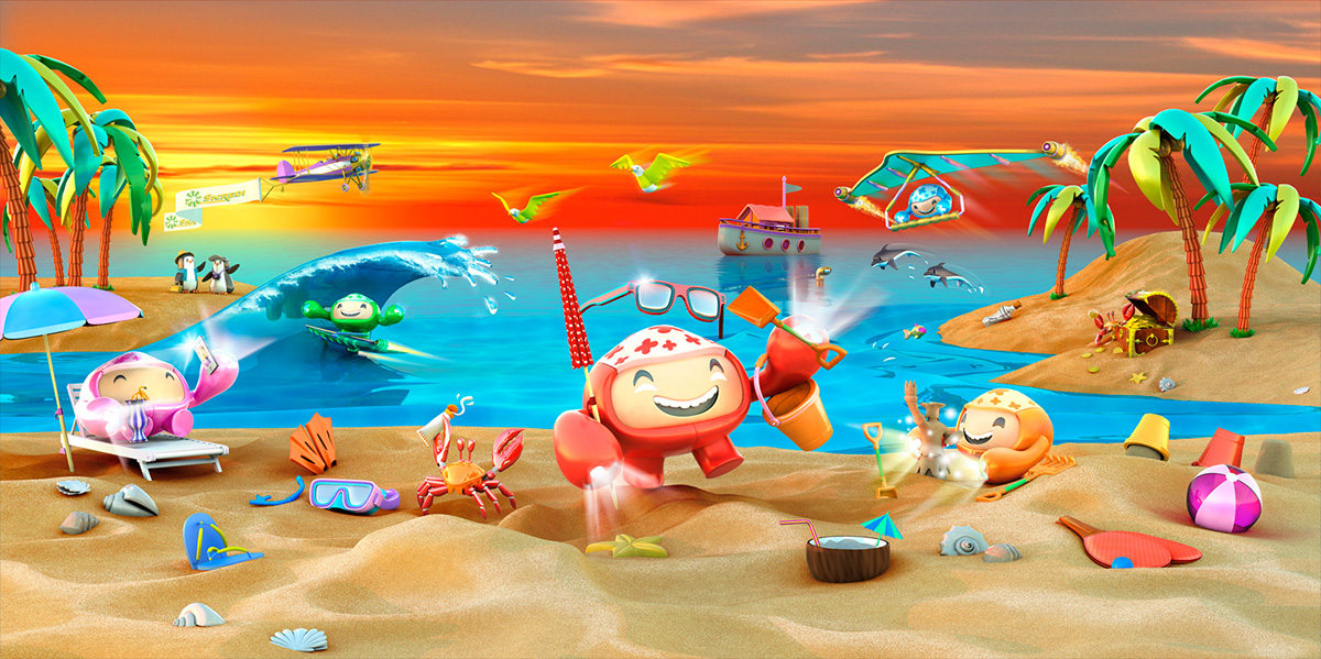 3D race school Fun adventure fantasy dream game beach world scenery personagens cenários corrida praia