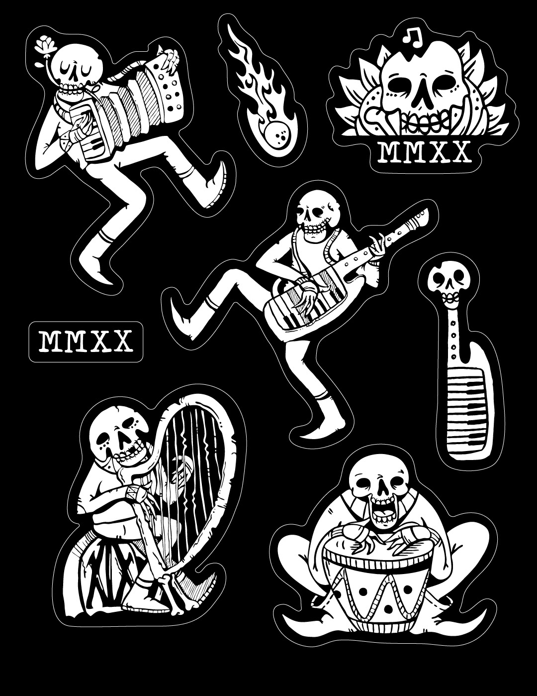 cartoon cumbia Drawing  ILLUSTRATION  music shirt skull sticker t-shirt vector