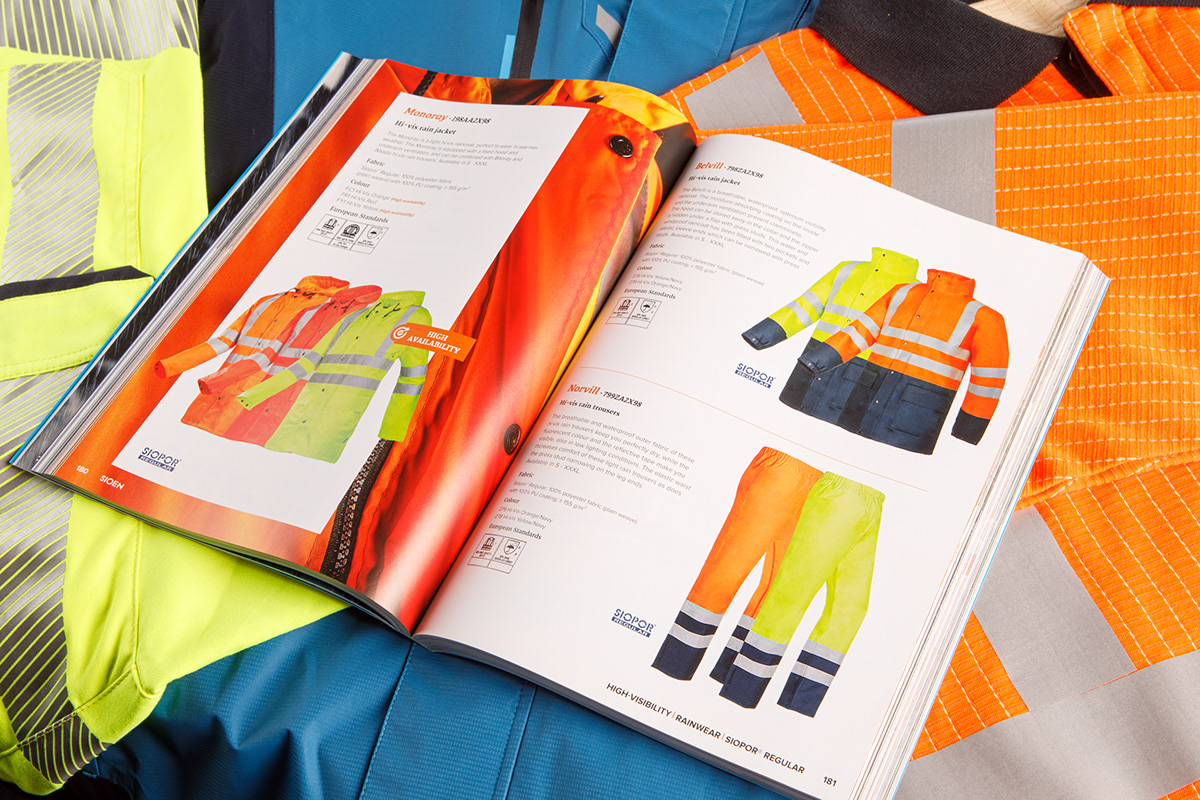 Catalogue protective Clothing professional easycatalog Sioen High Visibility Product Catalog Layout