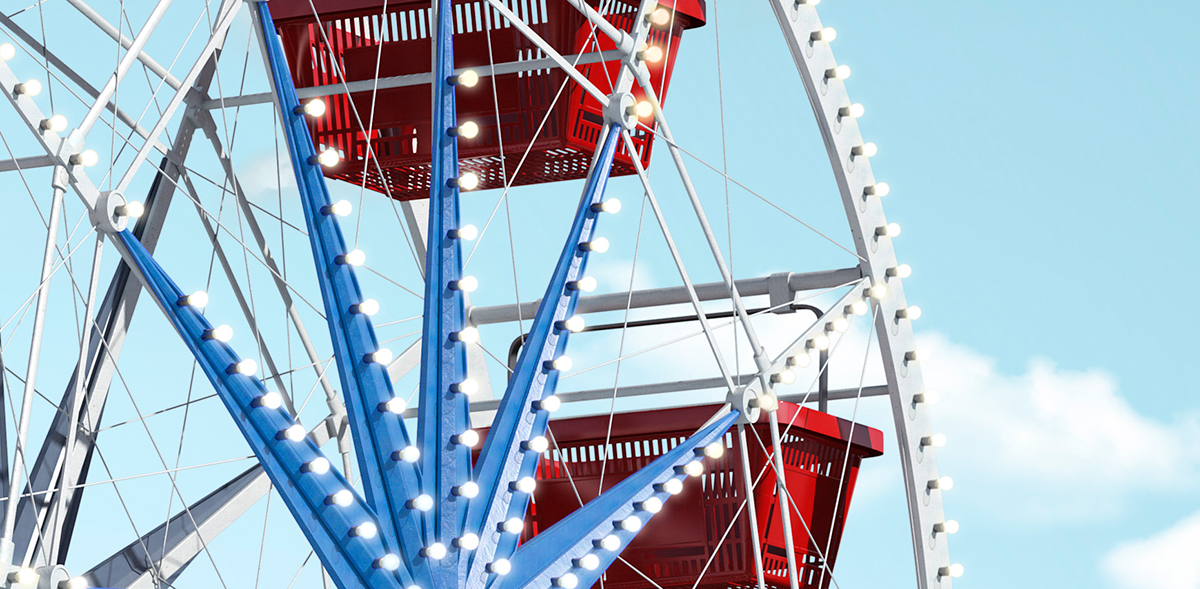 McGladrey Jenga building Render tower Office cart Shopping rollercoaster ride Ferris wheel basket Fair redshift