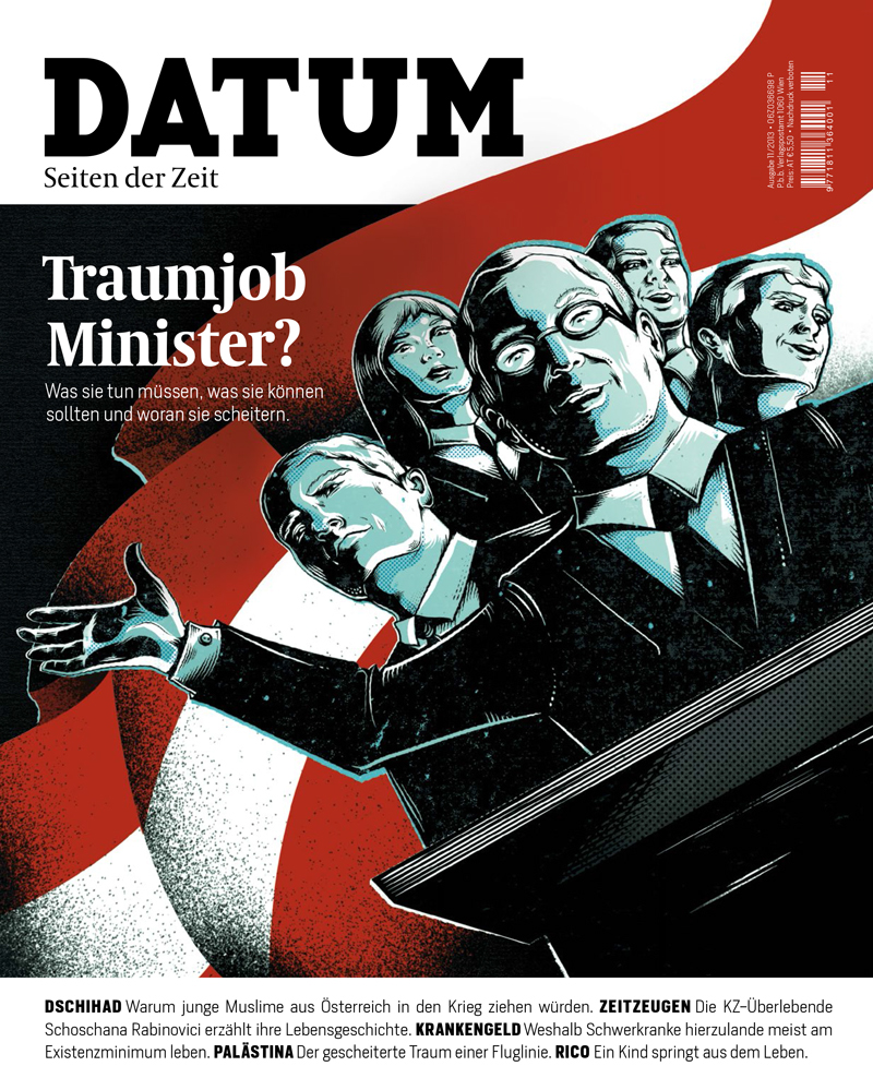 Datum editorial cover politics politician power Elections austria Austrian comic ink