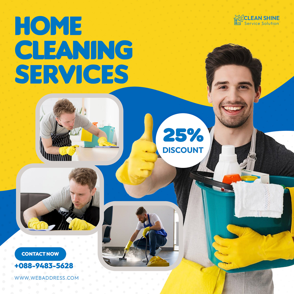 Cleaning service social media post banner design