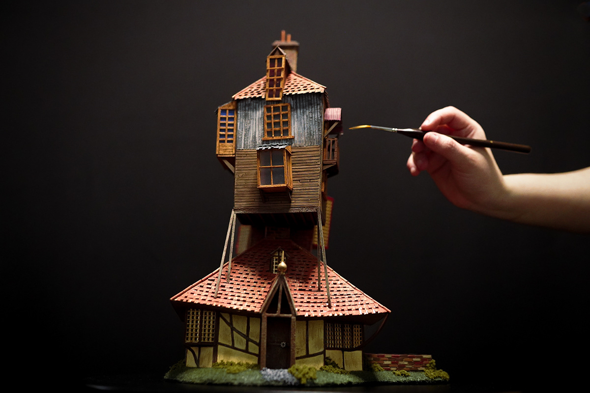 craft Diorama handmade harry potter Miniature scale model THE BURROW weasley Wizarding World Adobe Portfolio