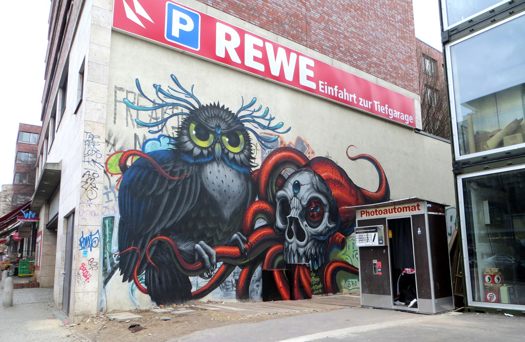 owl berlin pictoplasma skulls Murals Street spraypaint