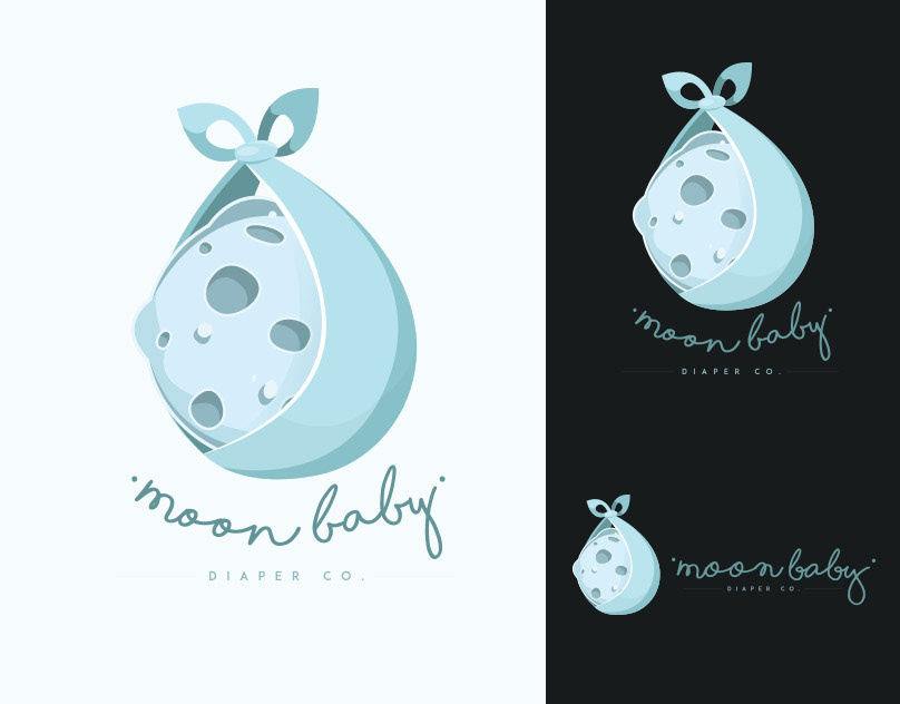 Illustrator baby logo cute moon blue diaper Logotype mark ILLUSTRATION 