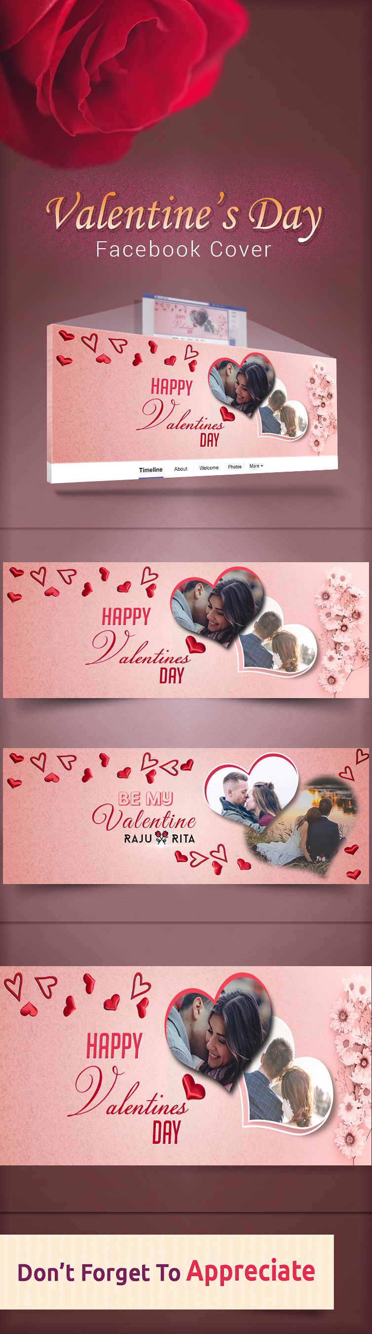 free facebook cover valentine Love fb freebie psd download social media valentines