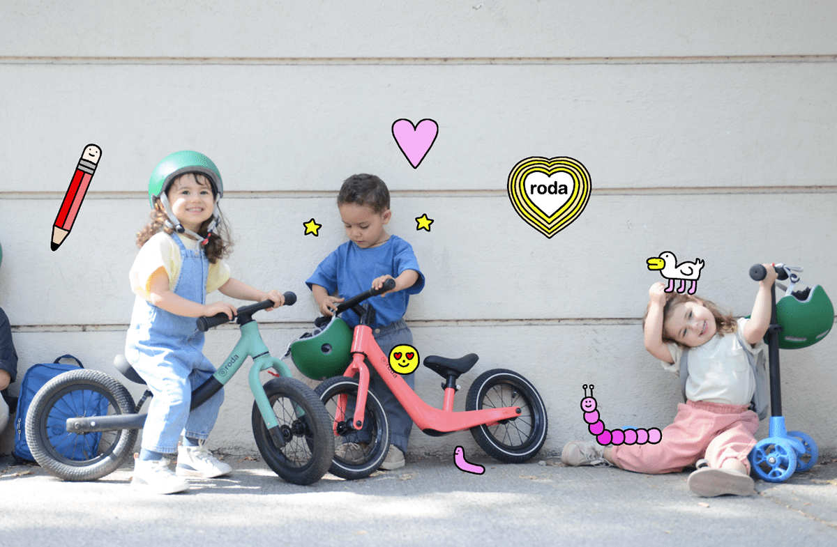 Bike children children illustration colorful joy kids Scooter skateboard sticker