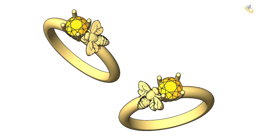 3djewellery bee bees Citrine engagement ring gold stasiewicz