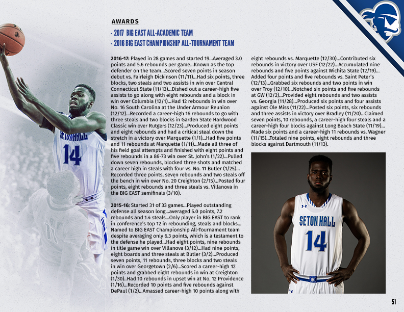 seton hall basketball Media Guide print Booklet