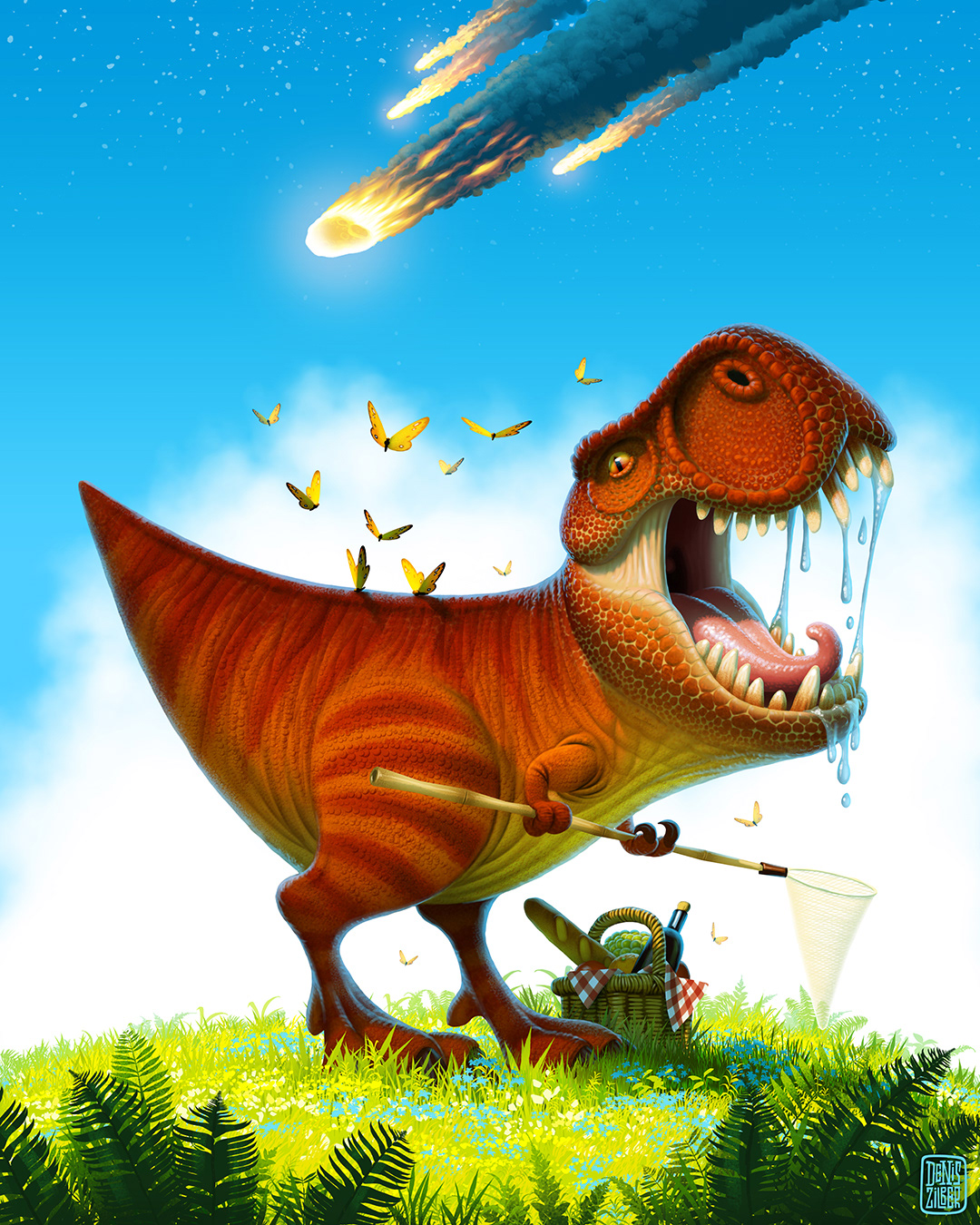 cartoon Character design  digital illustration Dinosaur painting  