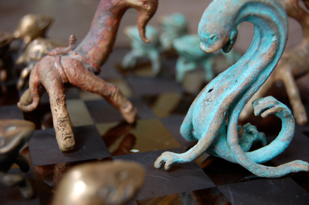 monster hand hands bronze casting chess chess set chess piece
