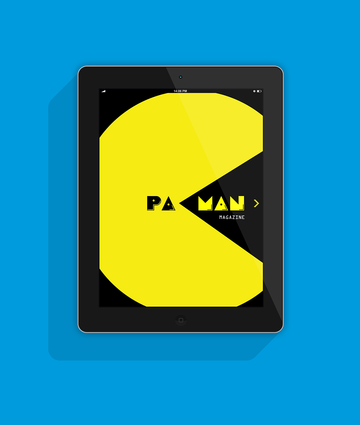 interactive magazine iPad tablet Pacman design digital arcade game pixel