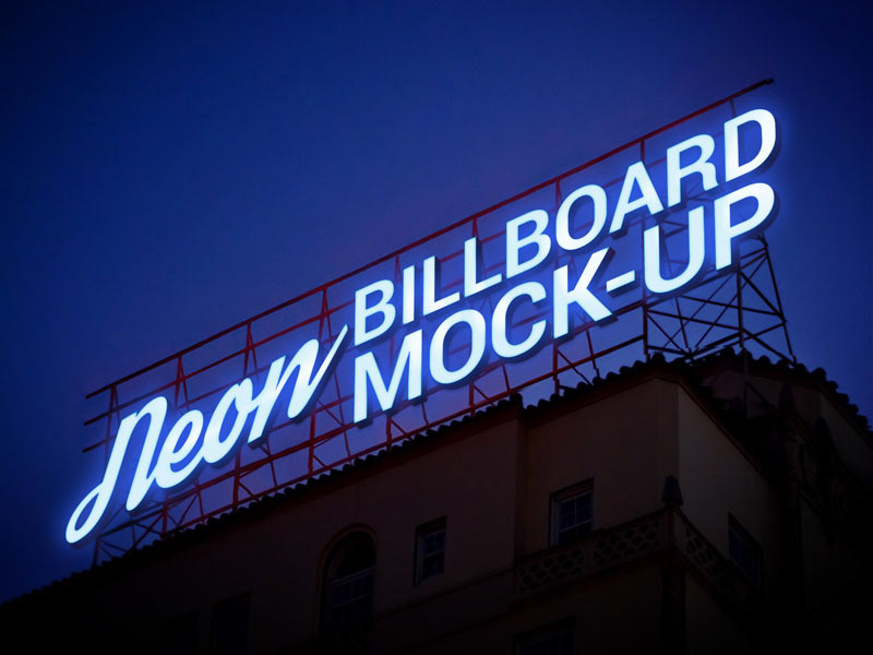 Billboard mockup neon sign Neon Mockup ٍSign mockup free mockup  billboard mockup psd freebie Mockup