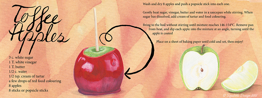 Food  foodillustration cookingillustration recipeillustration apples candyapples toffeeapples dessert Candy