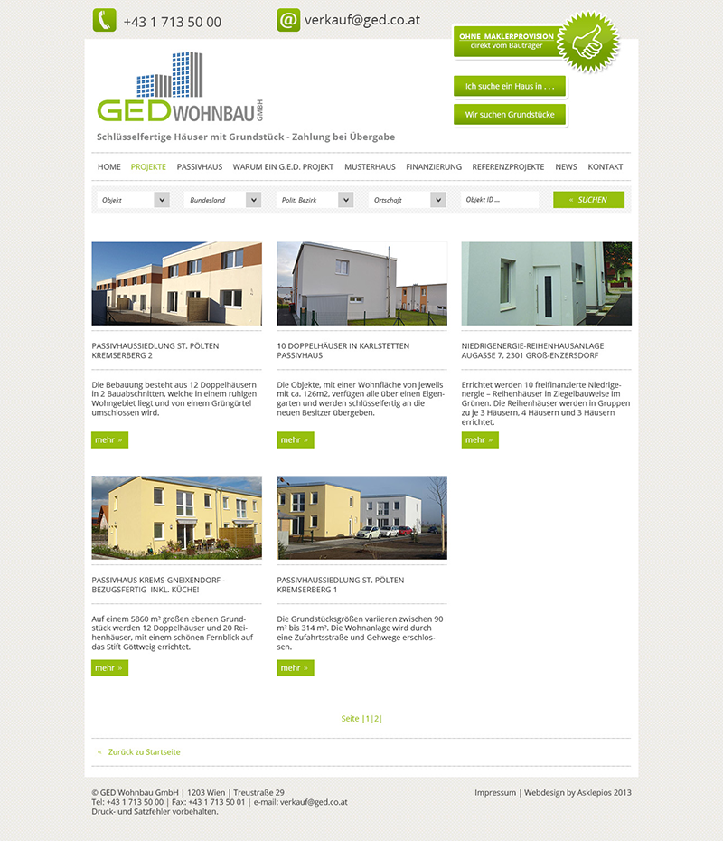 Webdesign residential building White green
