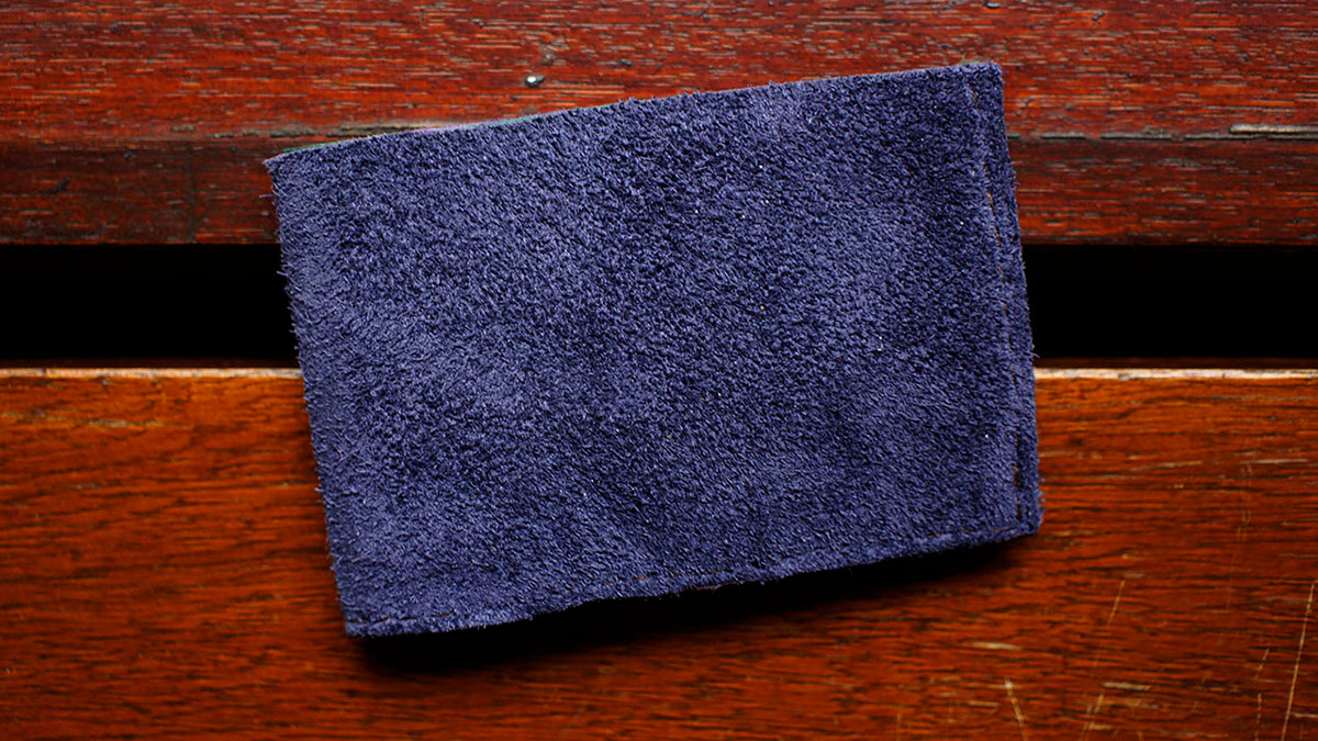 WALLET leather green purple hand-stitched hand-made